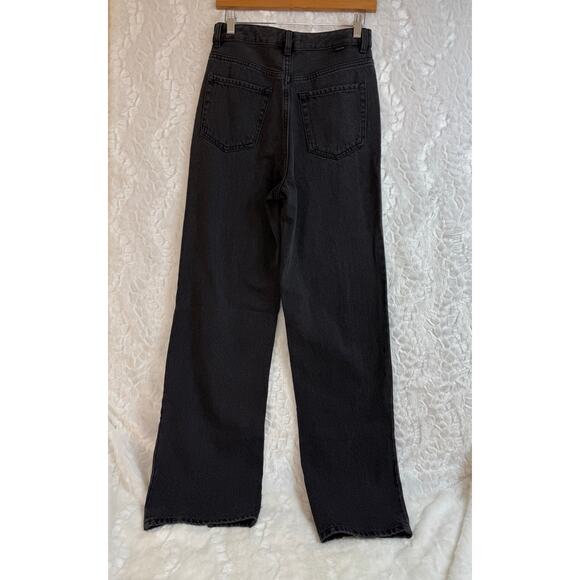Pac Sun 90s Boyfriend High Rise Washed Black Denim Jeans Split Front Wide Leg 27 - Picture 4 of 15